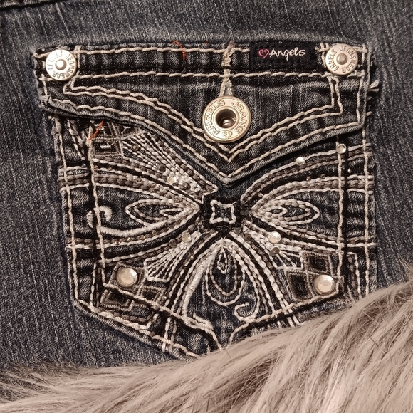 Custom Y2K Angels Jeans fur shorts - Picture 3 of 7